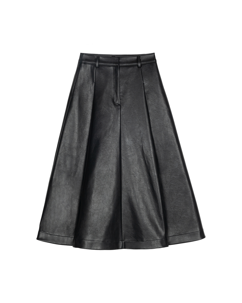 Leather Flare Maxi Skirt
