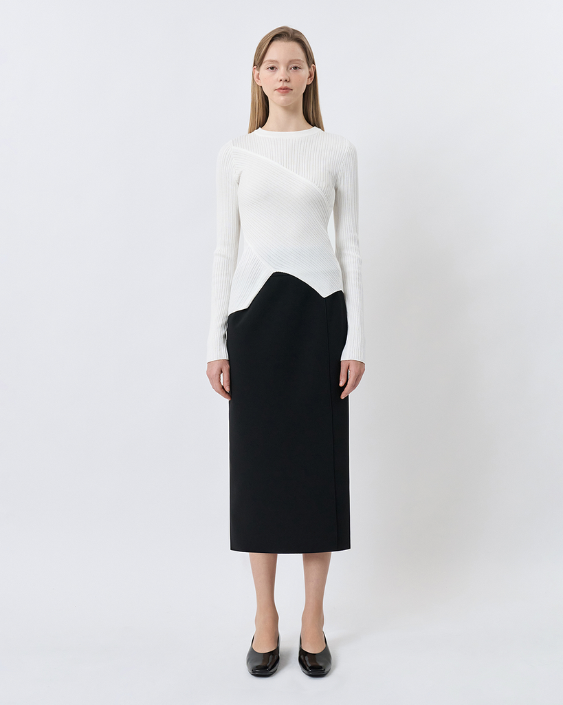 Diagonal Ribbed Knit Top
