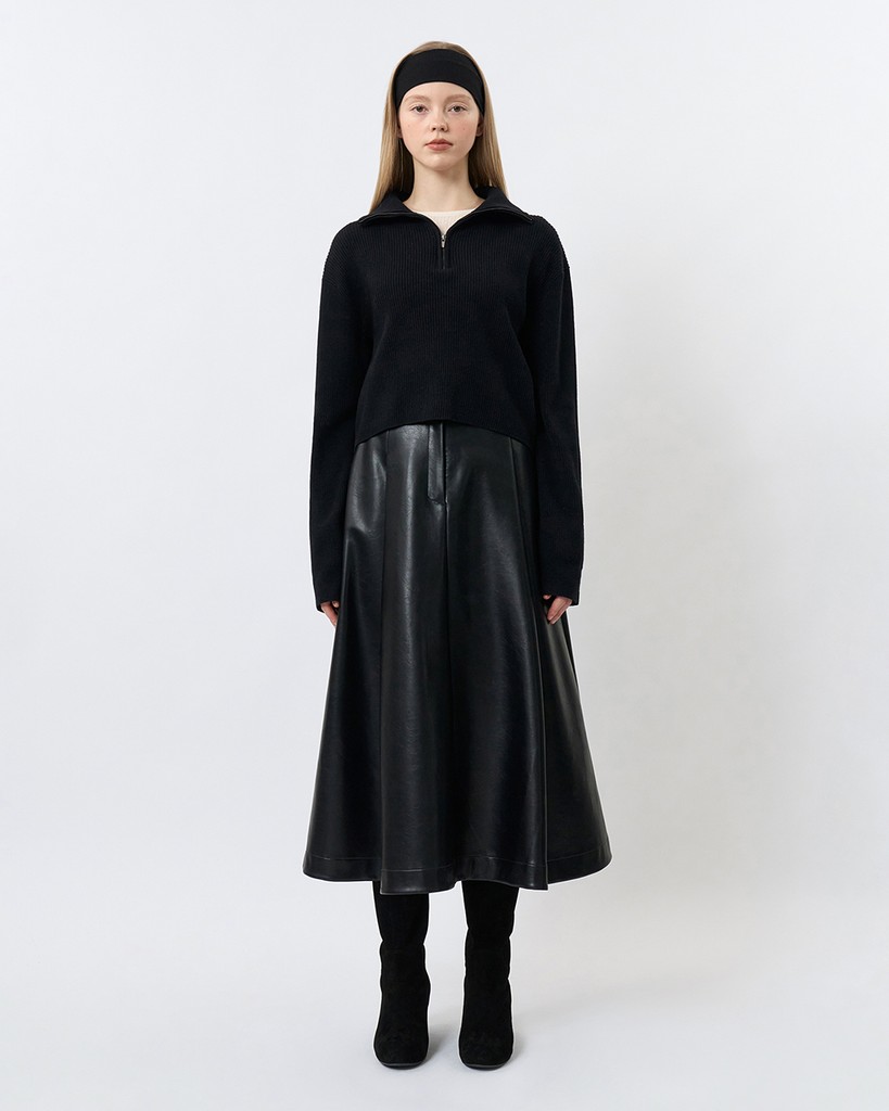 Faux Leather Flare Maxi Skirt
