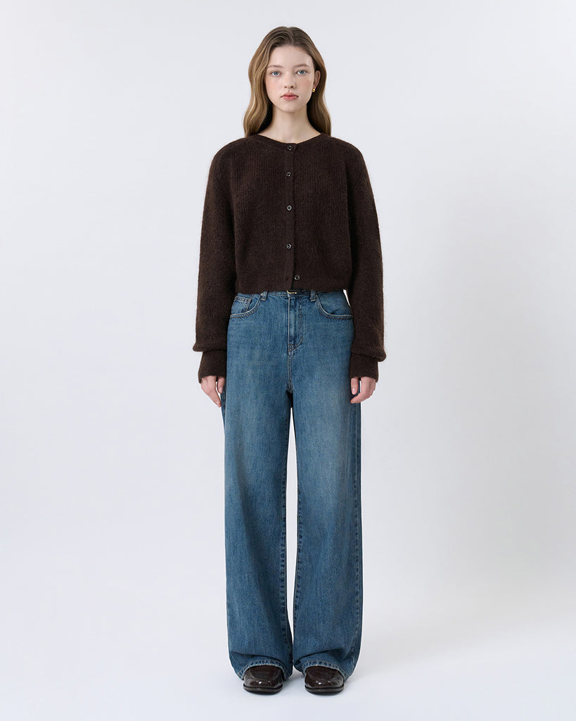 Mohair Raglan Knit Cardigan