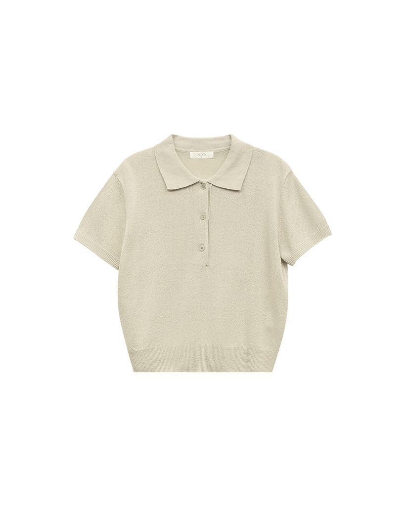 Linen Polo Knit Top